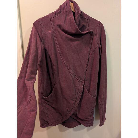 Lululemon Asymmetrical Cowl Neck Jacket in Burgundy - Picture 5 of 6